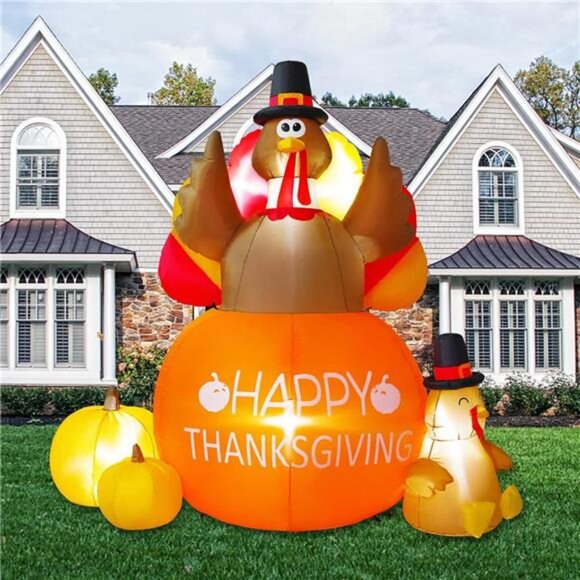 Thanksgiving Inflatables Turkey Outdoor Decorations - Blow Up Turkey Inflatable - Picture 1 of 8